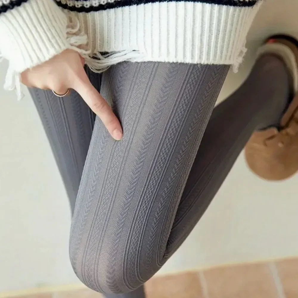 Solid Ribbed Gray Tights.
